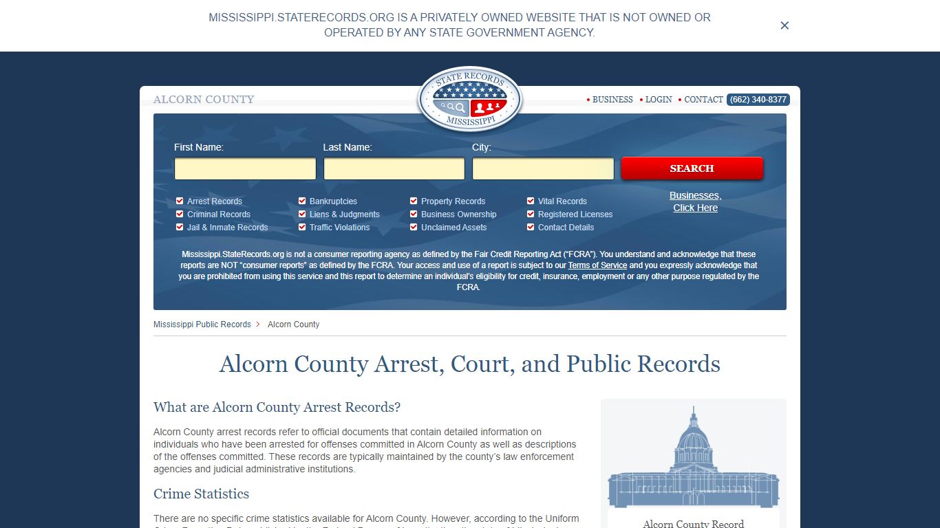 Alcorn County Arrest, Court, and Public Records