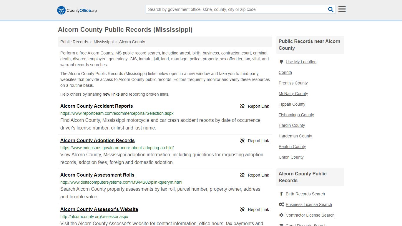 Alcorn County Public Records (Mississippi) - County Office