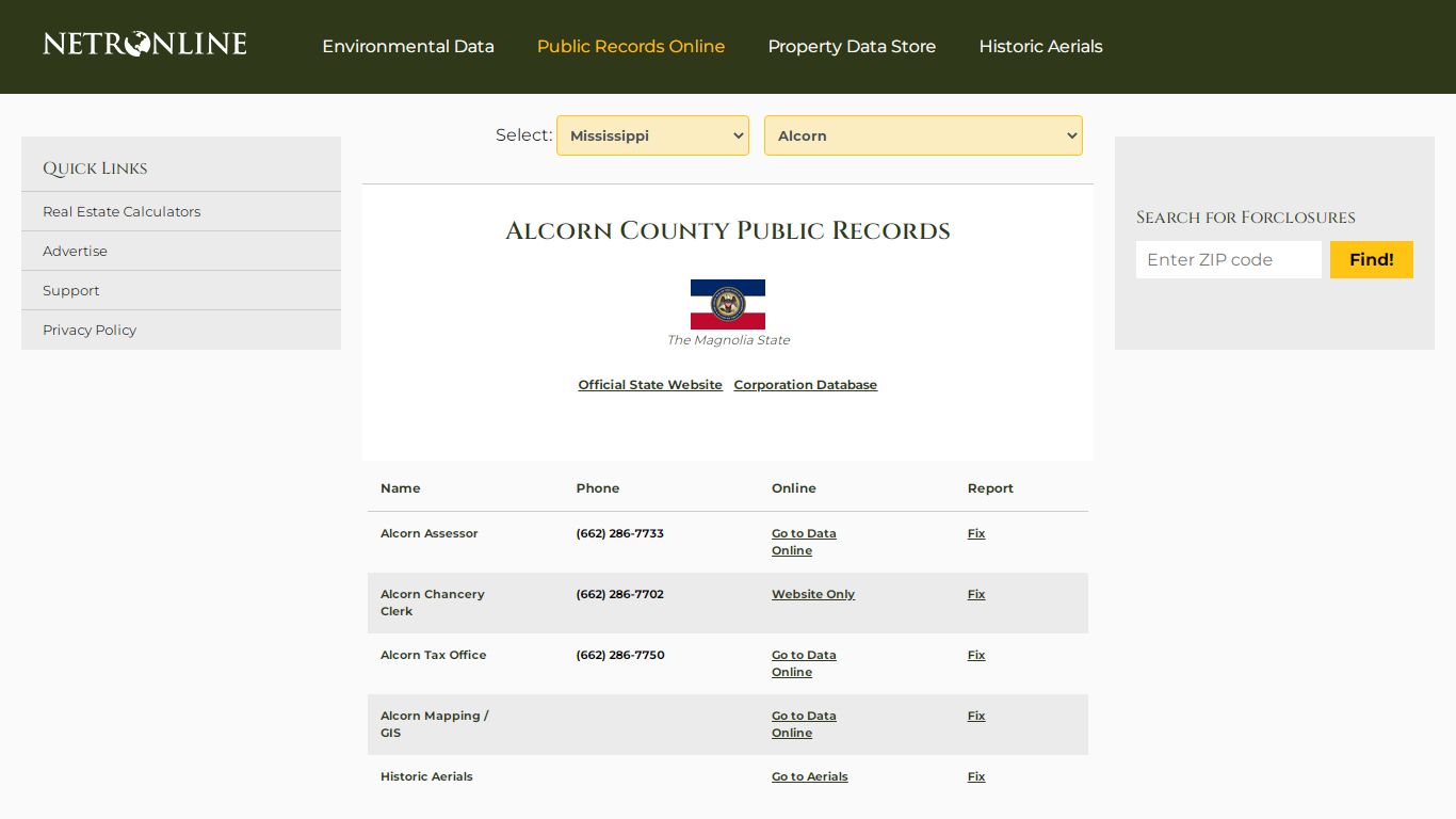 Alcorn County Public Records - NETROnline.com