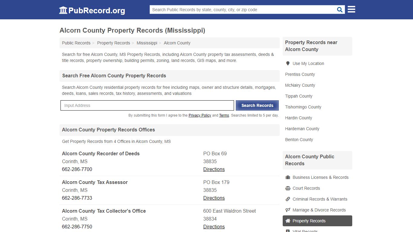 Alcorn County Property Records (Mississippi) - PubRecord.org