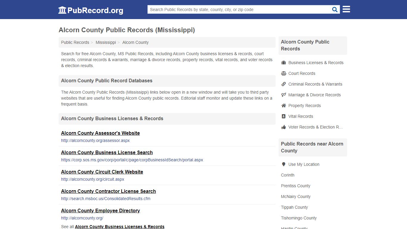 Alcorn County Public Records (Mississippi) - PubRecord.org
